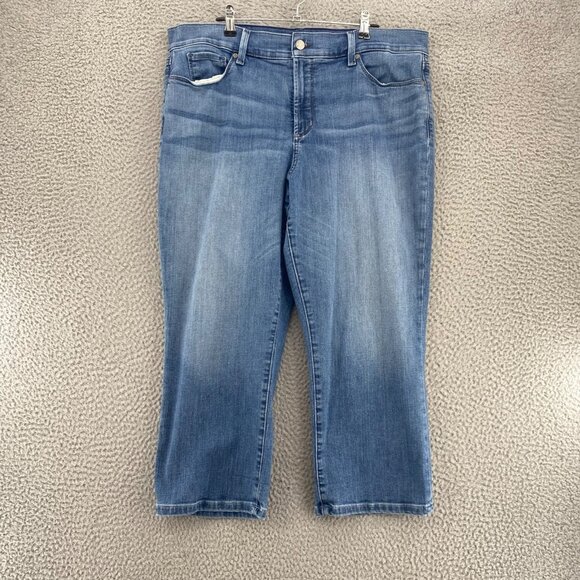 NYDJ Jeans Womens 16 Marilyn Blue Medium Wash Denim Cropped Lift Tuck Slimming - Picture 1 of 11